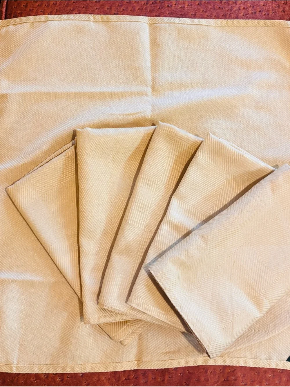 NWT Lauren Ralph Lauren Gold Chevron Cloth Dinner Napkins - Set of 6